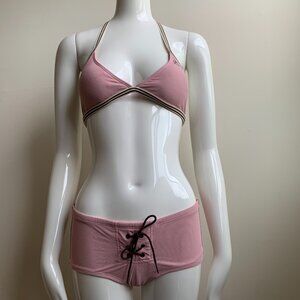 BLUE CRUSH era Vintage RARE Billabong boy leg short pink jersey sport bikini set